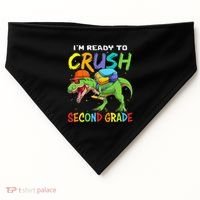 Back To School I'm Ready To Crush Second Grade Dinosaur USA-Made Doggie Bandana thumb 0