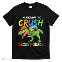 Back To School I'm Ready To Crush Second Grade Dinosaur T-Shirt thumb 0