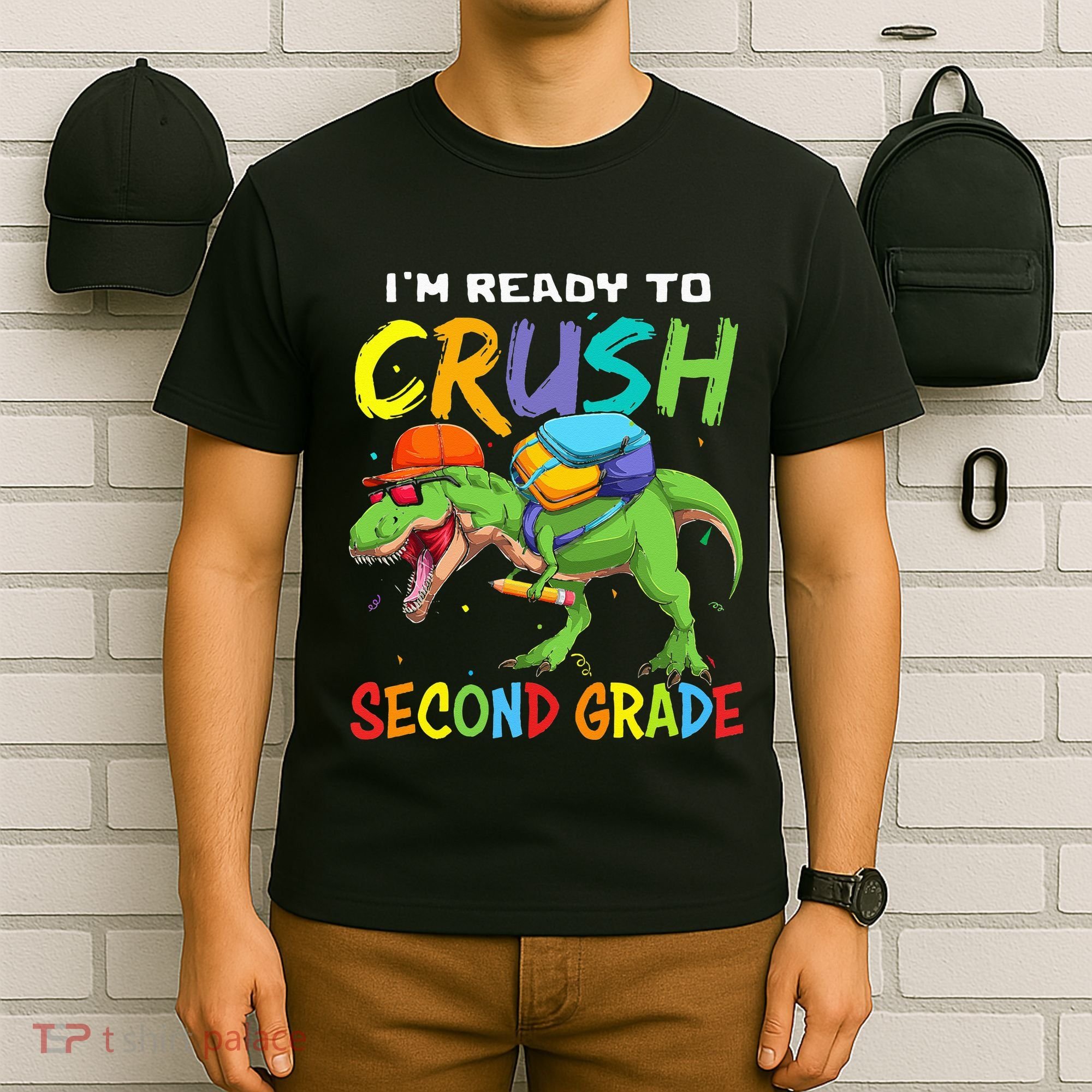 Back To School I'm Ready To Crush Second Grade Dinosaur T-Shirt
