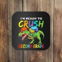 Back To School I'm Ready To Crush Second Grade Dinosaur Coaster thumb 0