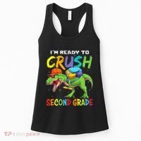 Back To School I'm Ready To Crush Second Grade Dinosaur Women's Tank Top thumb 0