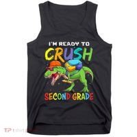 Back To School I'm Ready To Crush Second Grade Dinosaur Tank Top thumb 0