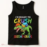 Back To School I'm Ready To Crush Second Grade Dinosaur Tank Top thumb 2