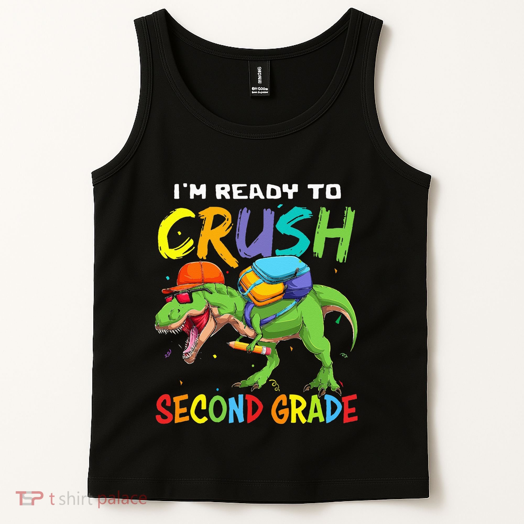 Back To School I'm Ready To Crush Second Grade Dinosaur Tank Top