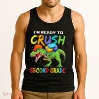 Back To School I'm Ready To Crush Second Grade Dinosaur Tank Top thumb 3