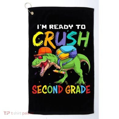 Back To School I'm Ready To Crush Second Grade Dinosaur Golf Towel