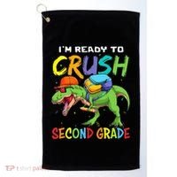 Back To School I'm Ready To Crush Second Grade Dinosaur Golf Towel thumb 0