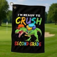 Back To School I'm Ready To Crush Second Grade Dinosaur Golf Towel thumb 1