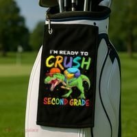 Back To School I'm Ready To Crush Second Grade Dinosaur Golf Towel thumb 2