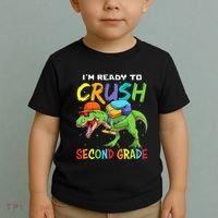 Back To School I'm Ready To Crush Second Grade Dinosaur Toddler T-Shirt thumb 2