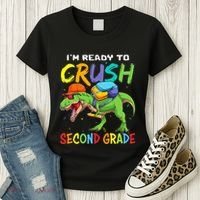 Back To School I'm Ready To Crush Second Grade Dinosaur Women's T-Shirt thumb 3