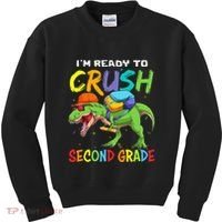 Back To School I'm Ready To Crush Second Grade Dinosaur Kids Sweatshirt thumb 0