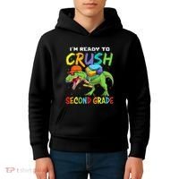 Back To School I'm Ready To Crush Second Grade Dinosaur Kids Hoodie thumb 4