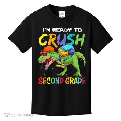 Back To School I'm Ready To Crush Second Grade Dinosaur Kids T-Shirt