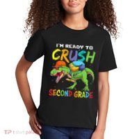 Back To School I'm Ready To Crush Second Grade Dinosaur Kids T-Shirt thumb 2