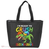 Back To School I'm Ready To Crush Second Grade Dinosaur Tote Bag thumb 0