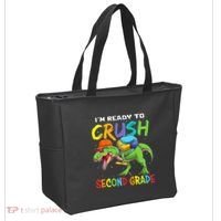 Back To School I'm Ready To Crush Second Grade Dinosaur Tote Bag thumb 2