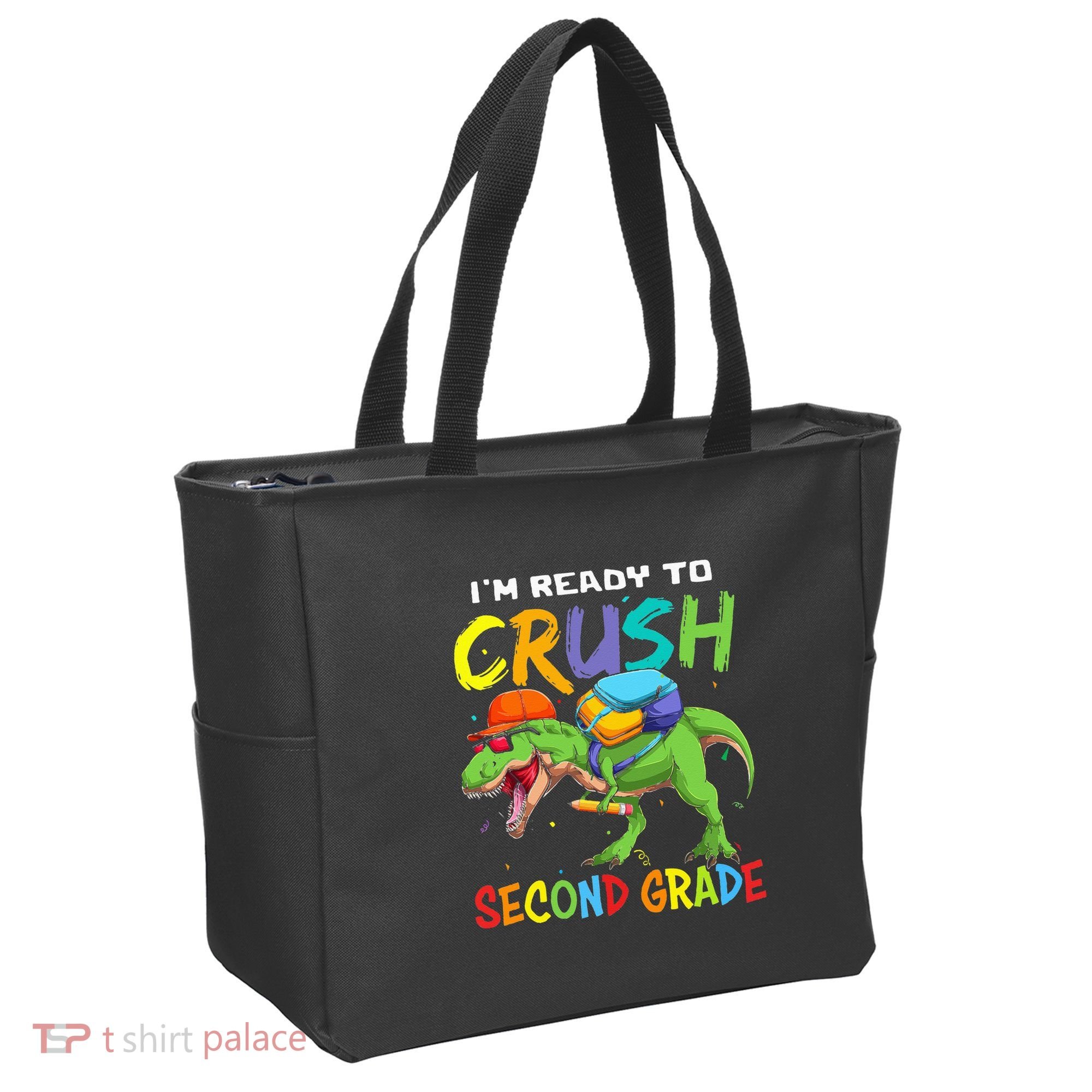 Back To School I'm Ready To Crush Second Grade Dinosaur Tote Bag