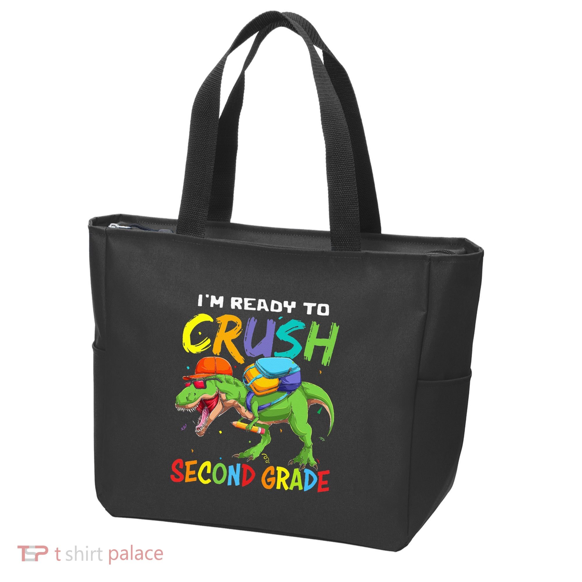 Back To School I'm Ready To Crush Second Grade Dinosaur Tote Bag