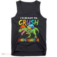 Back To School I'm Ready To Crush Kindergarten Dinosaur Tank Top thumb 0