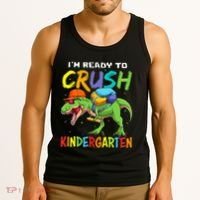 Back To School I'm Ready To Crush Kindergarten Dinosaur Tank Top thumb 3