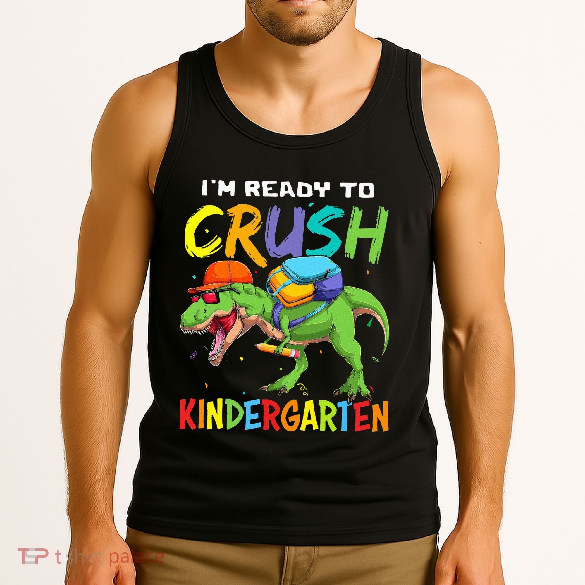 Back To School I'm Ready To Crush Kindergarten Dinosaur Tank Top