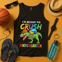 Back To School I'm Ready To Crush Kindergarten Dinosaur Tank Top thumb 4