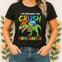 Back To School I'm Ready To Crush Kindergarten Dinosaur Women's T-Shirt thumb 2