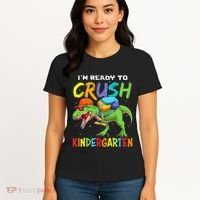 Back To School I'm Ready To Crush Kindergarten Dinosaur Women's T-Shirt thumb 4