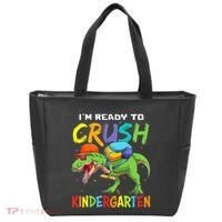 Back To School I'm Ready To Crush Kindergarten Dinosaur Tote Bag thumb 0