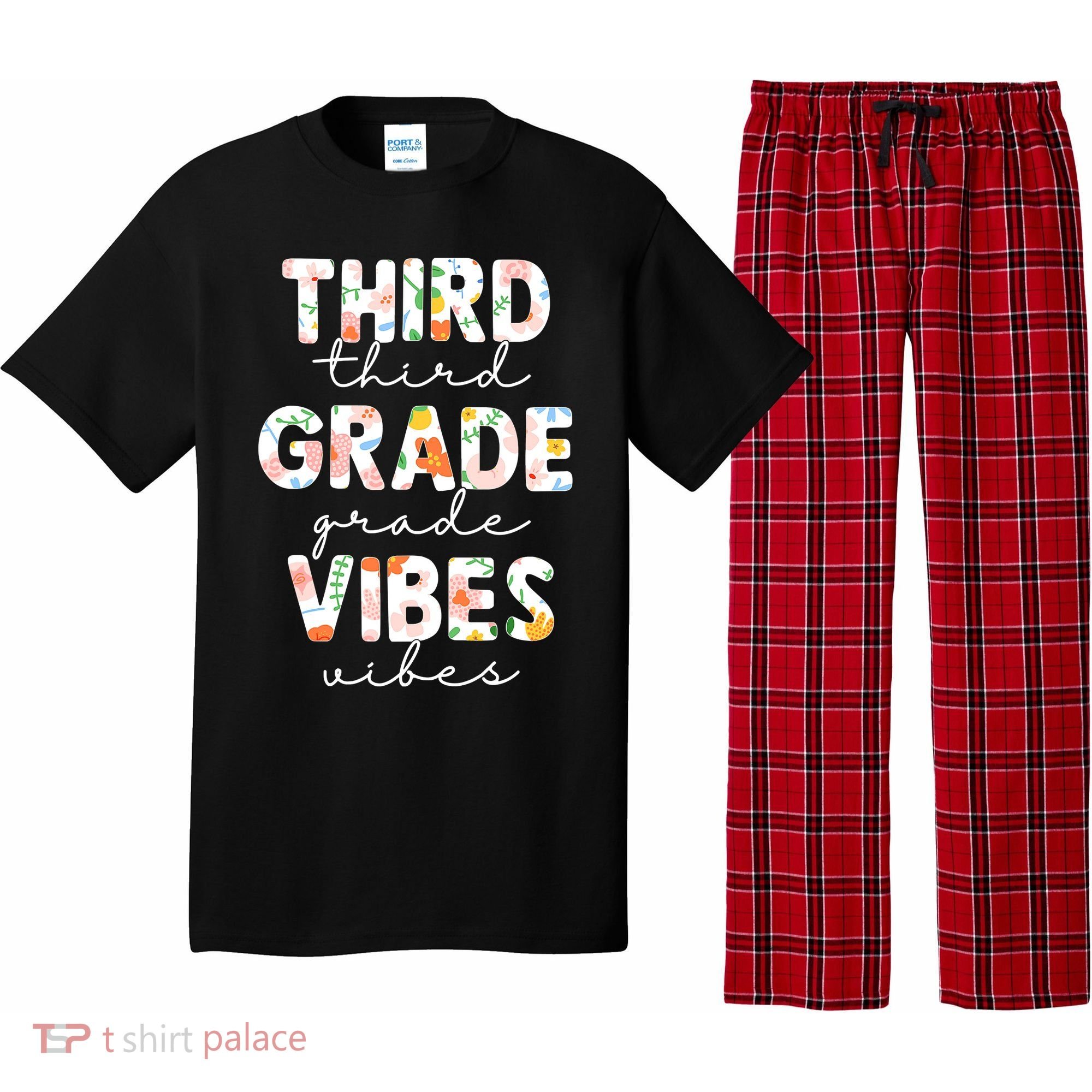 Back To School Third Grade Vibes First Day Teacher Pajama Set