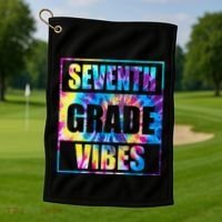 Back To School 7th Grade Vibes First Day Of School Teachers Golf Towel thumb 1