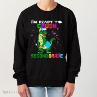 Back To School Dinosaur Im Ready To Crush Second Grade Great Gift Women's Sweatshirt thumb 0