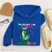 Back To School Dinosaur Im Ready To Crush Second Grade Great Gift Hoodie thumb 4