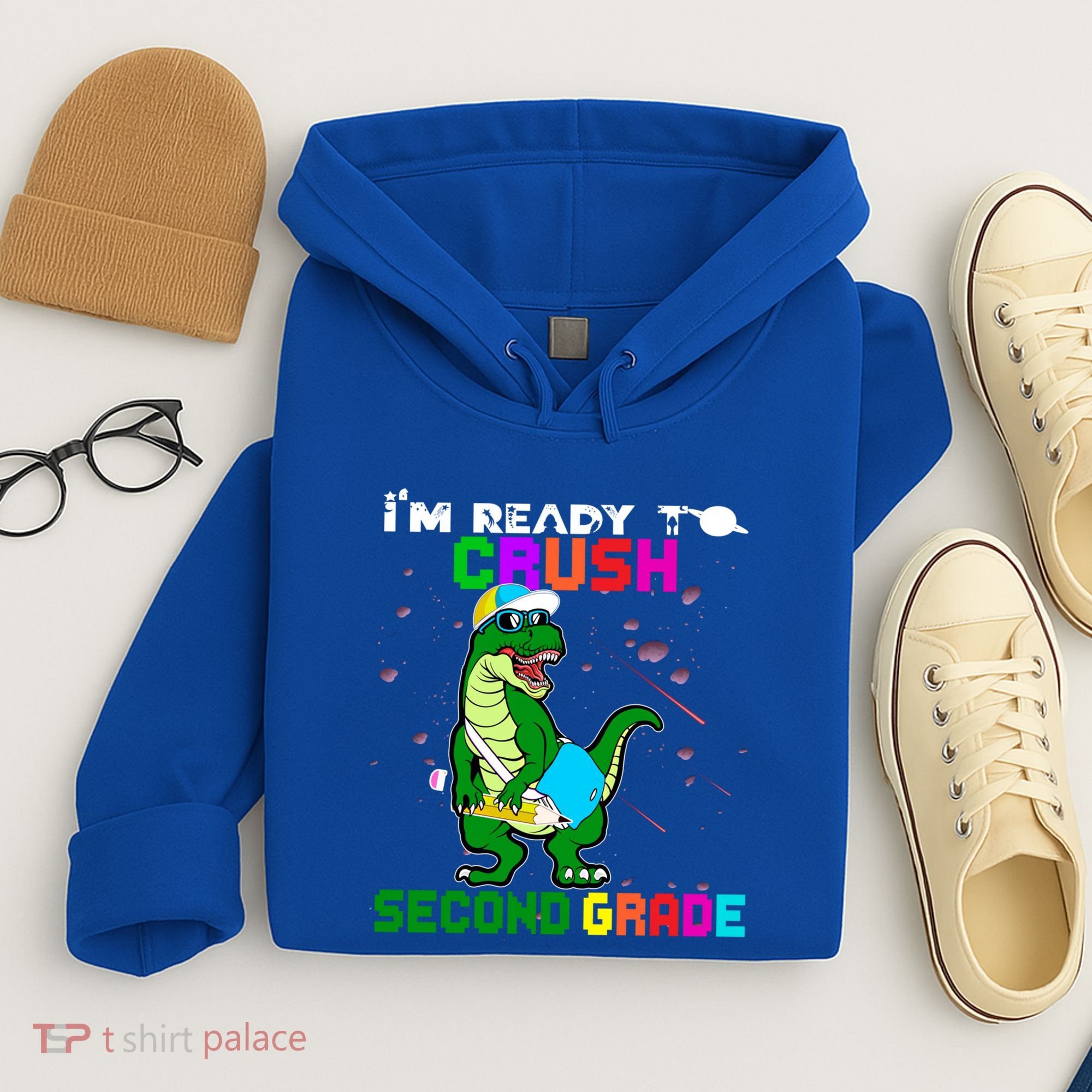 Back To School Dinosaur Im Ready To Crush Second Grade Great Gift Hoodie