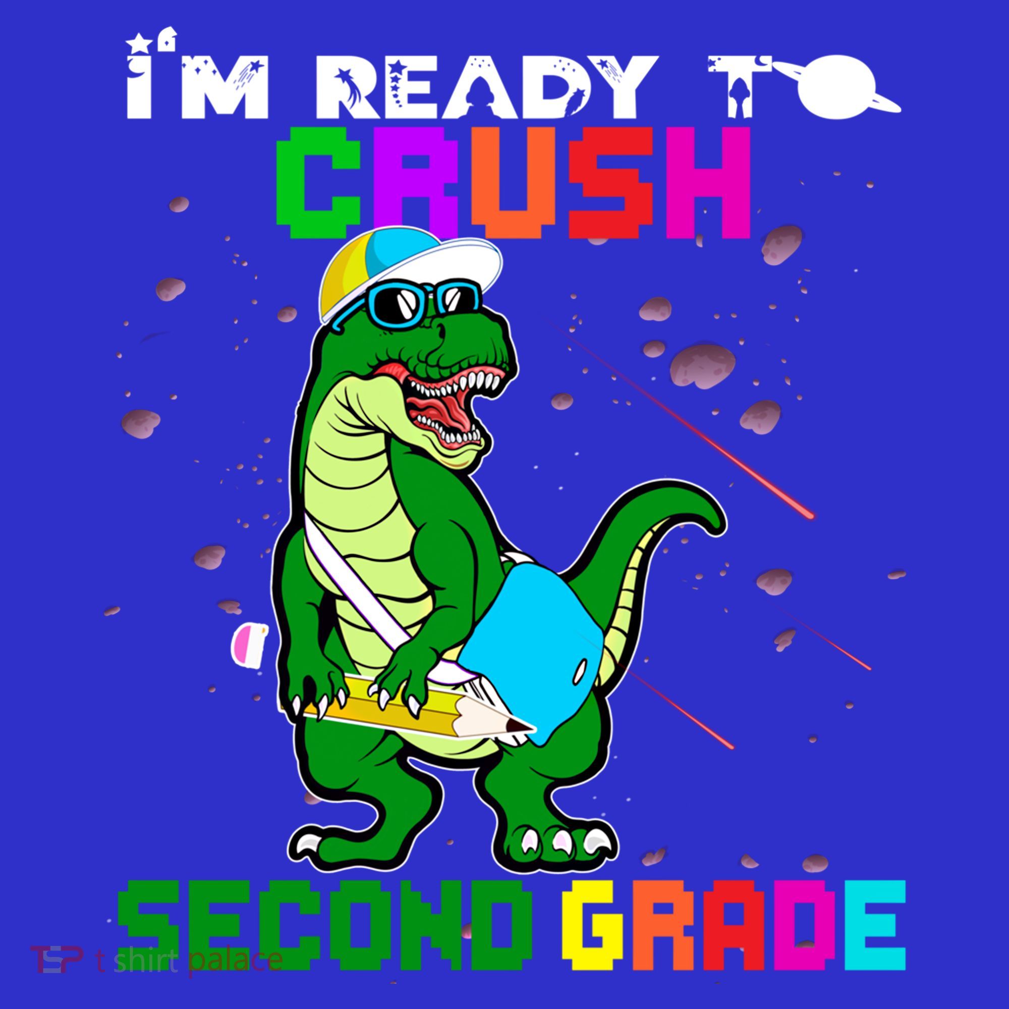 Back To School Dinosaur Im Ready To Crush Second Grade Great Gift Long Sleeve Shirt