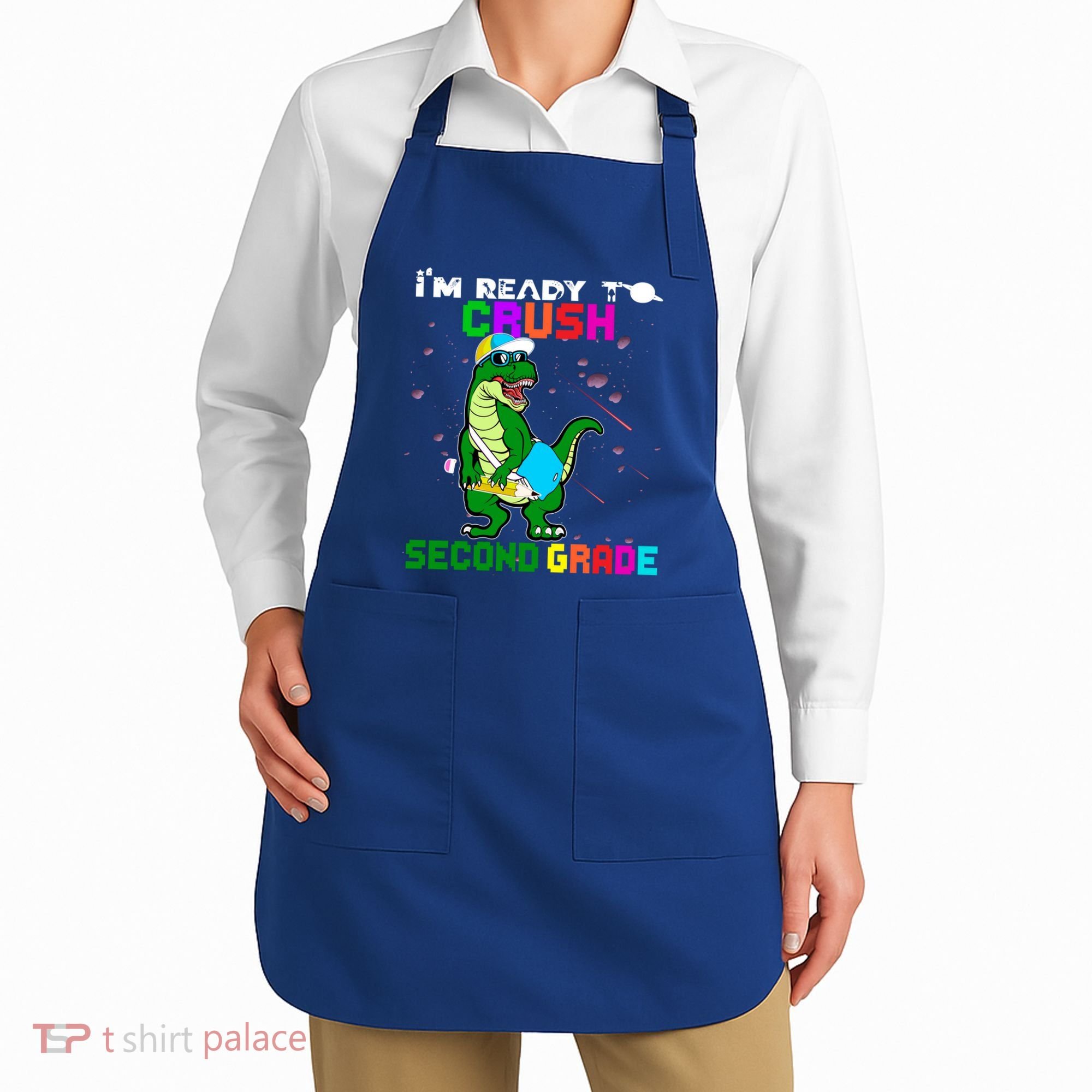 Back To School Dinosaur Im Ready To Crush Second Grade Great Gift Apron