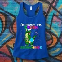 Back To School Dinosaur Im Ready To Crush Second Grade Great Gift Women's Tank Top thumb 3