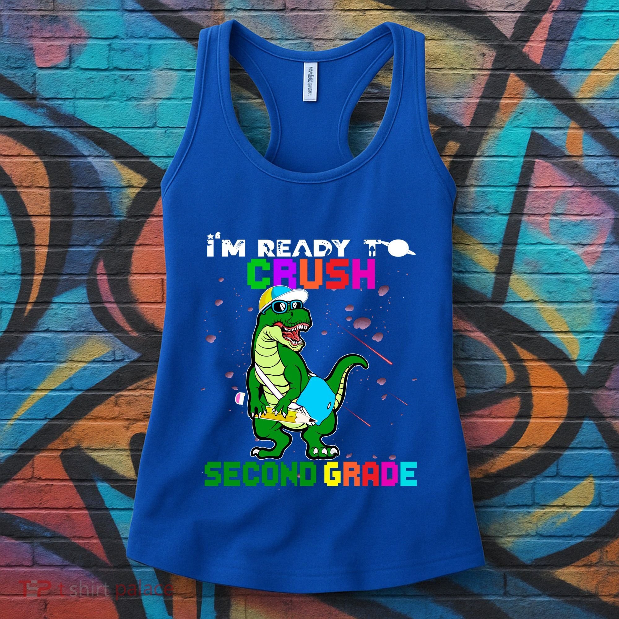 Back To School Dinosaur Im Ready To Crush Second Grade Great Gift Women's Tank Top