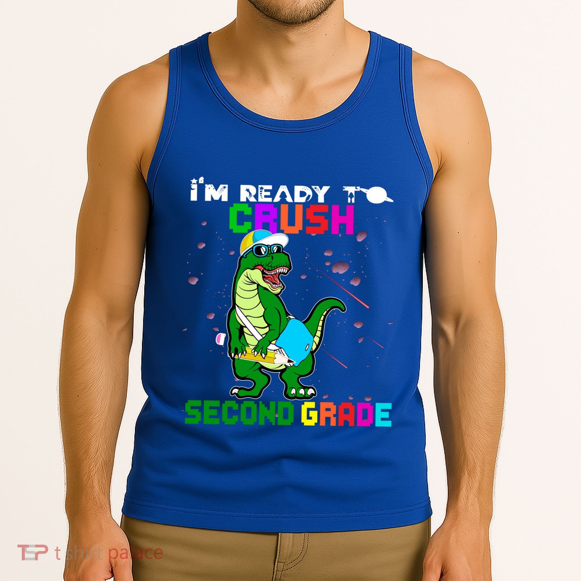 Back To School Dinosaur Im Ready To Crush Second Grade Great Gift Tank Top