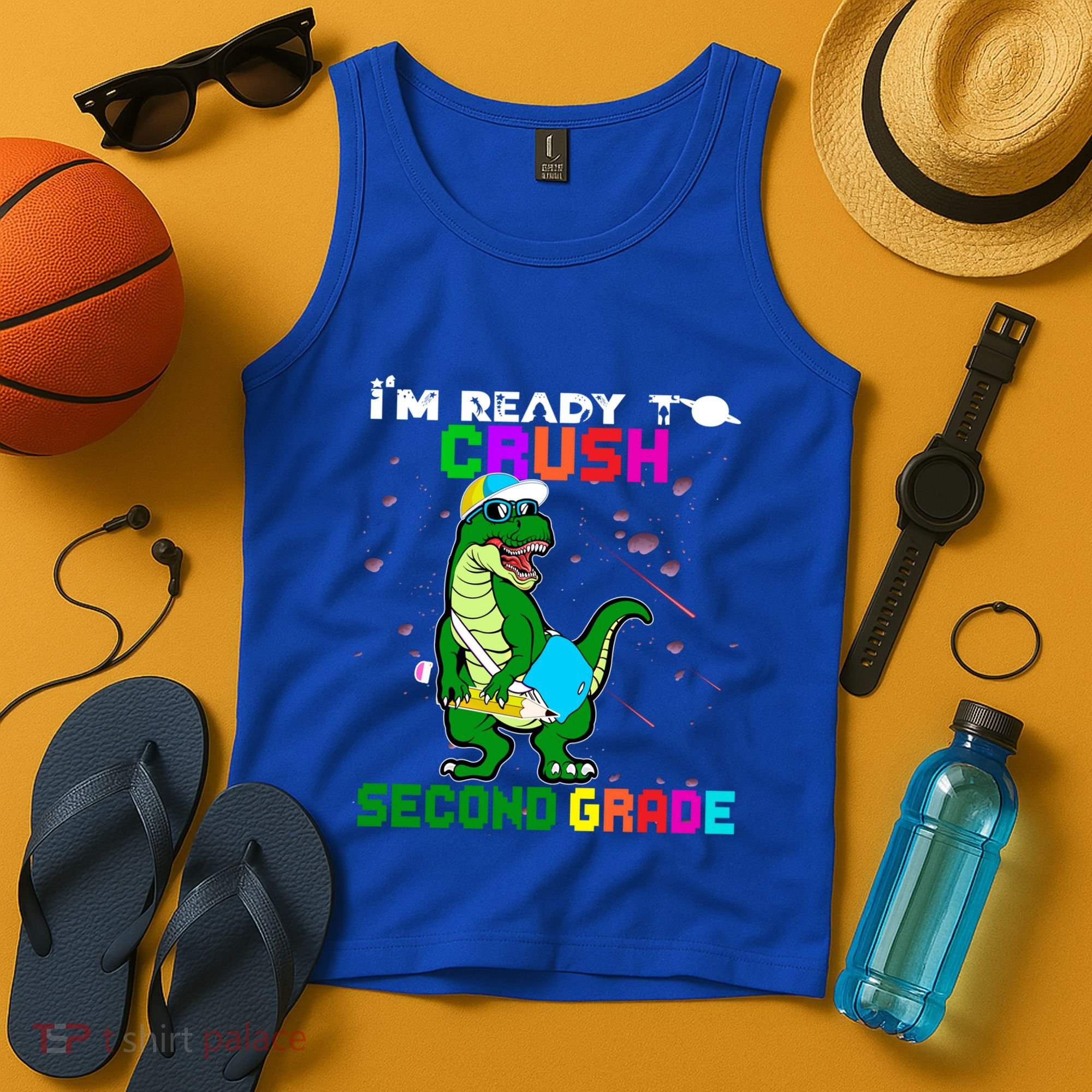 Back To School Dinosaur Im Ready To Crush Second Grade Great Gift Tank Top