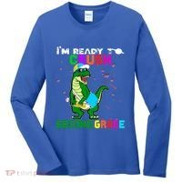Back To School Dinosaur Im Ready To Crush Second Grade Great Gift Women's Long Sleeve Shirt thumb 0