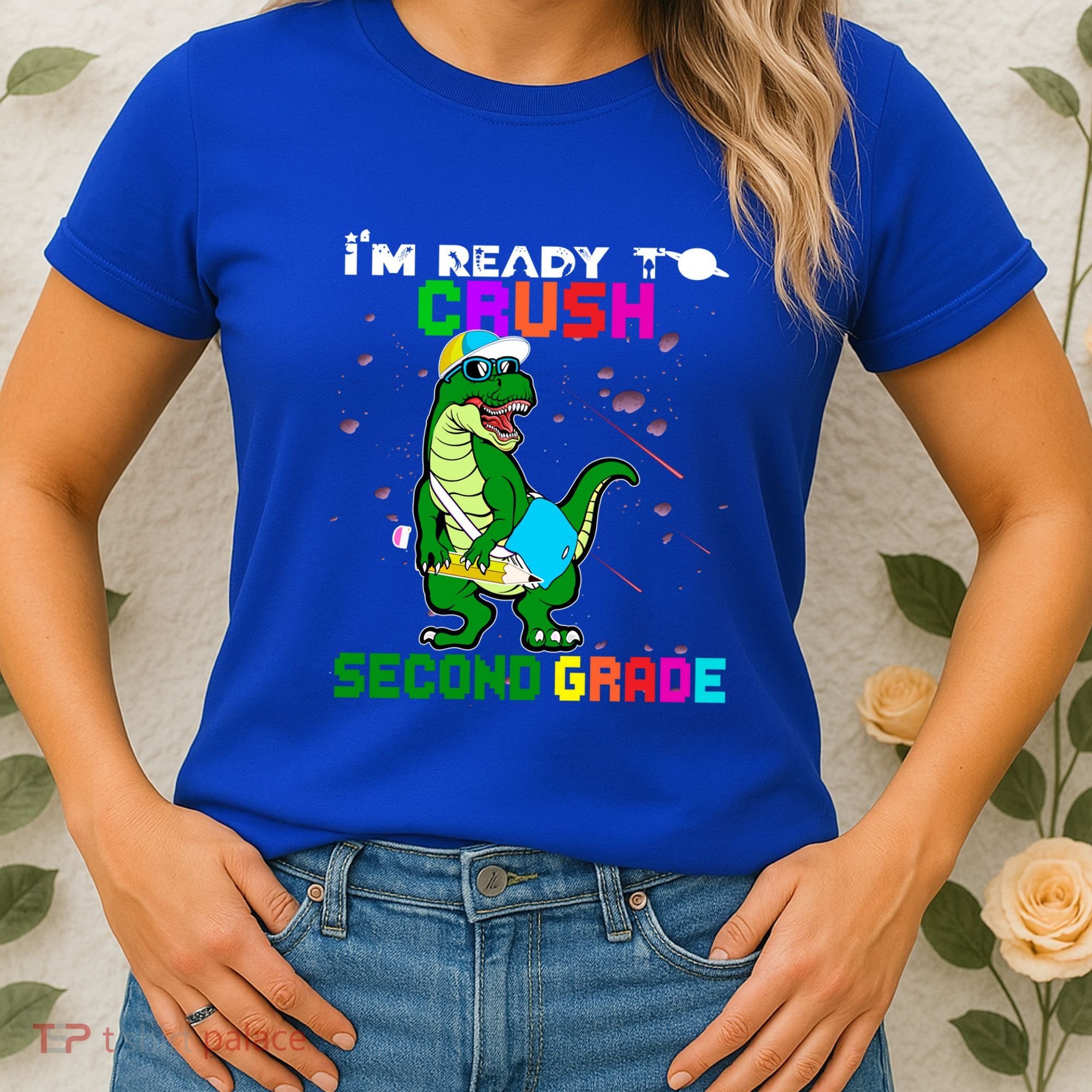 Back To School Dinosaur Im Ready To Crush Second Grade Great Gift Women's T-Shirt