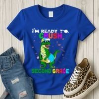 Back To School Dinosaur Im Ready To Crush Second Grade Great Gift Women's T-Shirt thumb 3