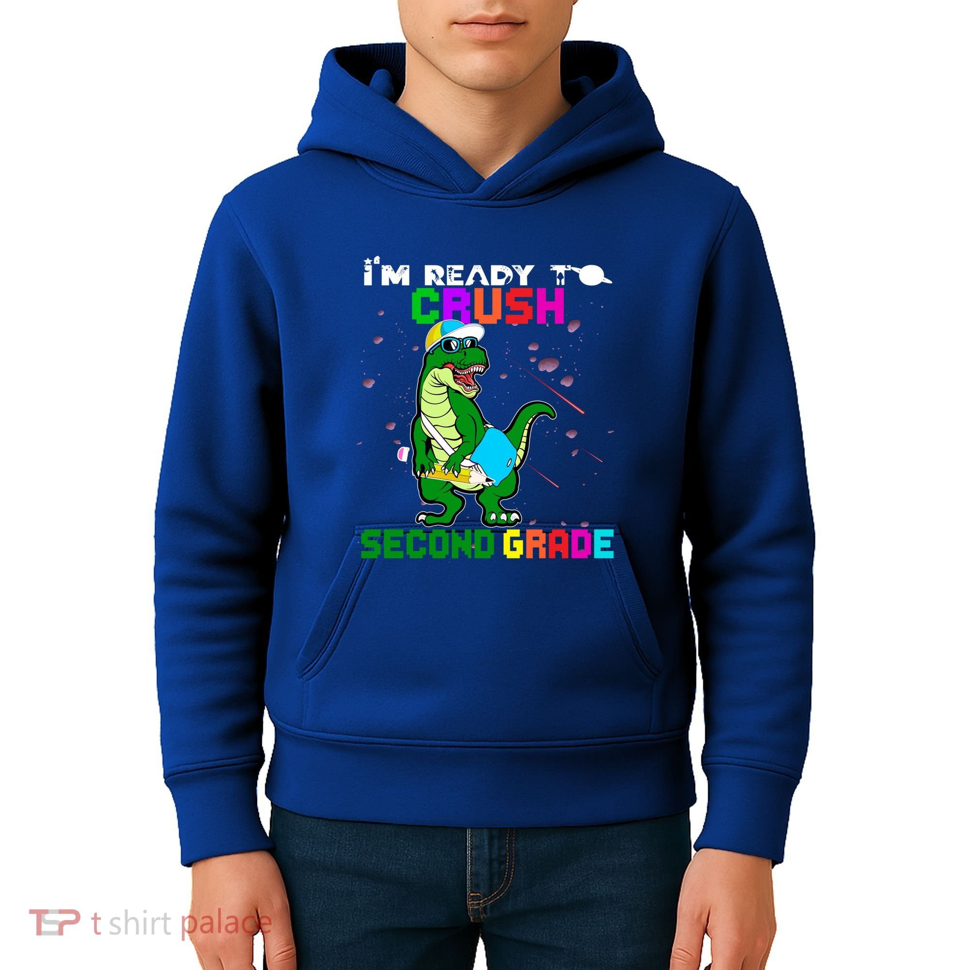 Back To School Dinosaur Im Ready To Crush Second Grade Great Gift Kids Hoodie