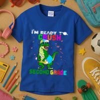 Back To School Dinosaur Im Ready To Crush Second Grade Great Gift Kids T-Shirt thumb 3