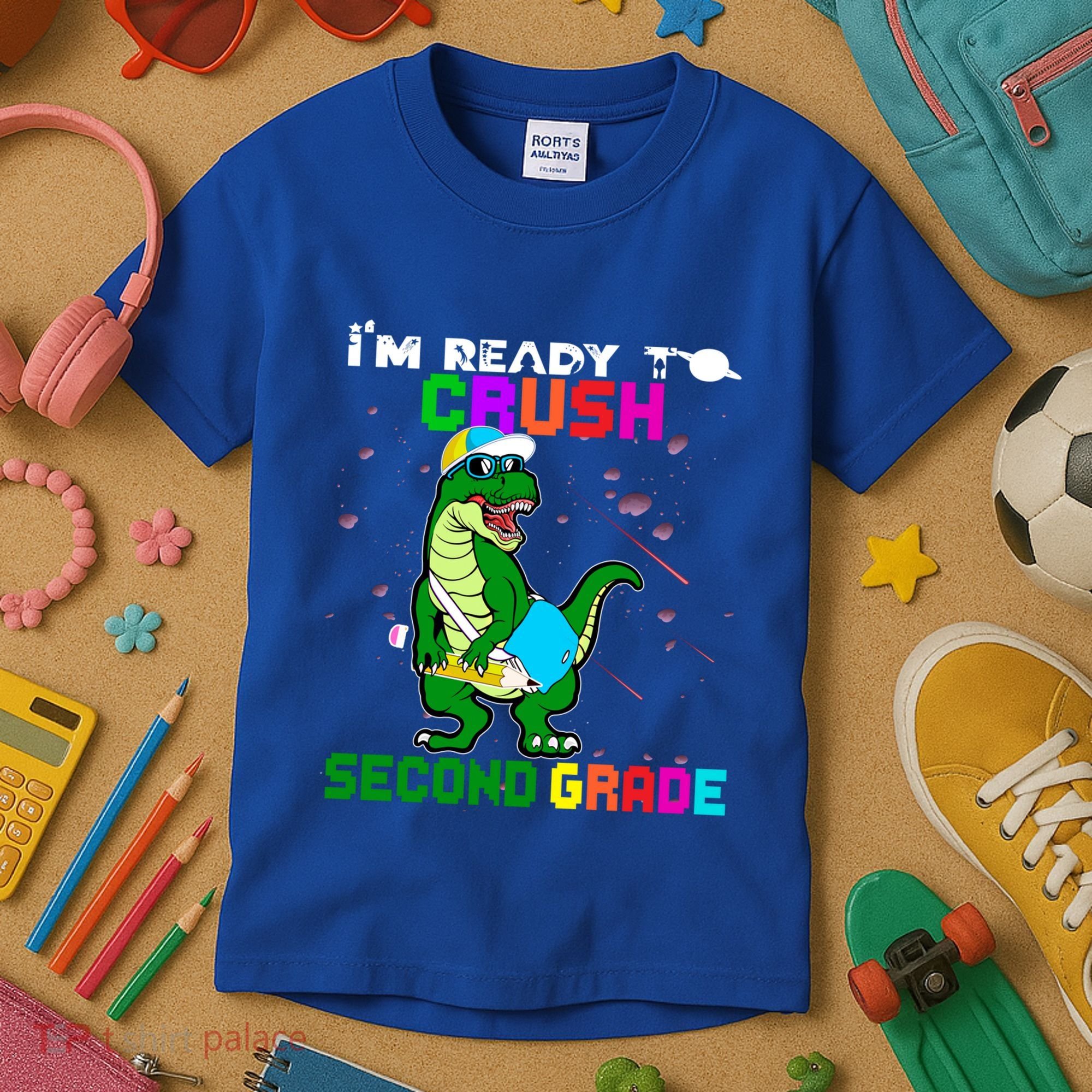 Back To School Dinosaur Im Ready To Crush Second Grade Great Gift Kids T-Shirt
