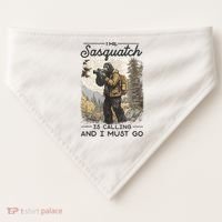 Bigfoot The Sasquatch Is Calling And I Must Go USA-Made Doggie Bandana thumb 0