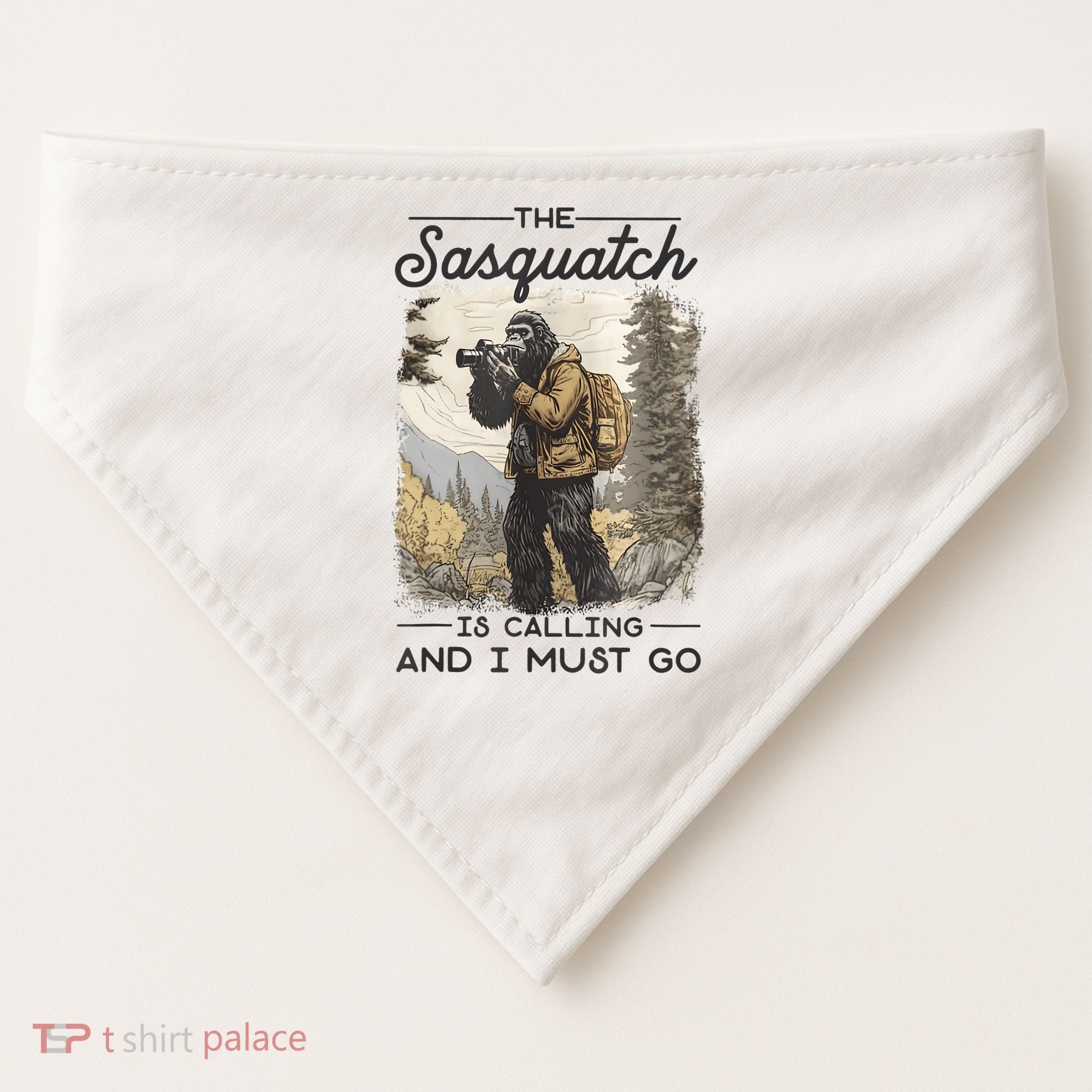 Bigfoot The Sasquatch Is Calling And I Must Go USA-Made Doggie Bandana