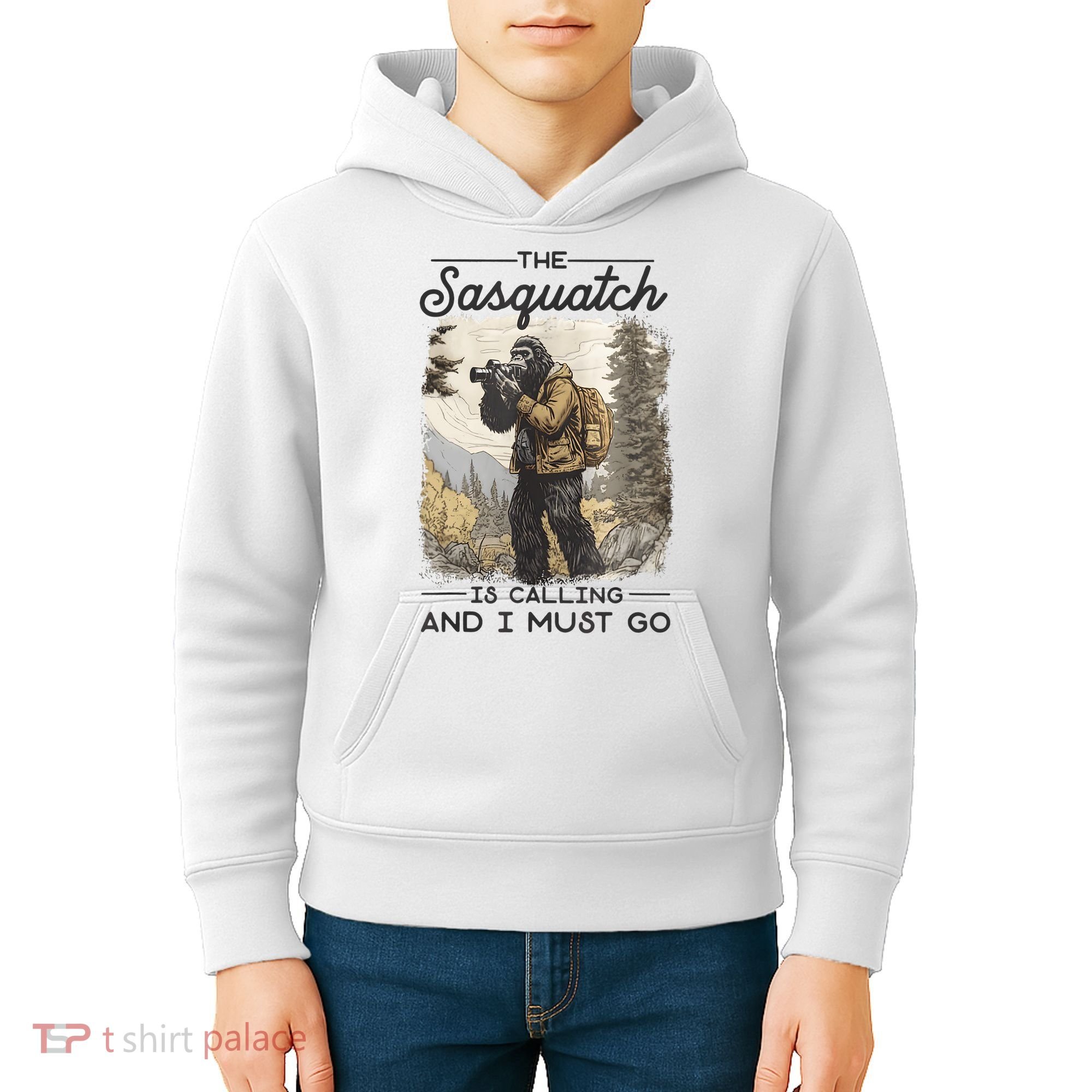 Bigfoot The Sasquatch Is Calling And I Must Go Kids Hoodie